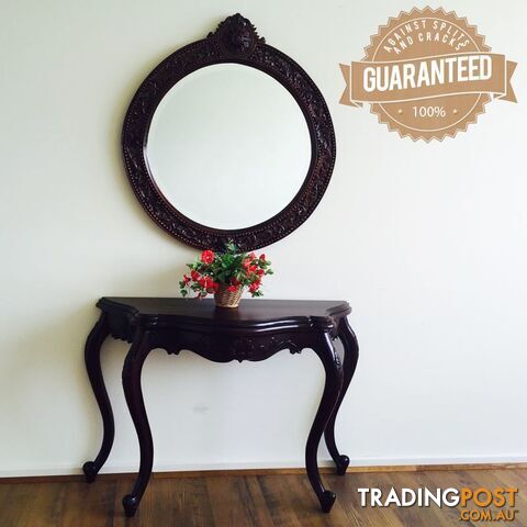 Solid Mahogany Wood Serpentine Style Hall Table & Mirror