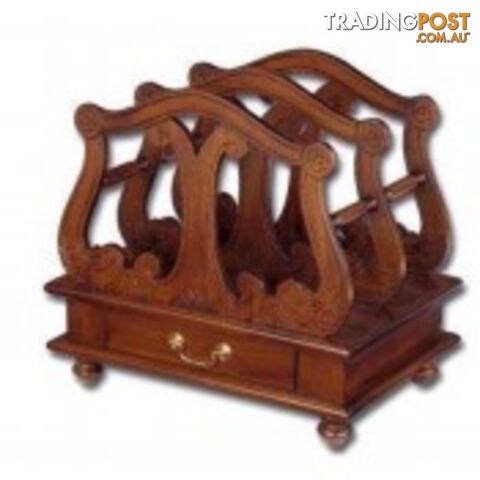 Mahogany Wood Magazine Rack With Drawer