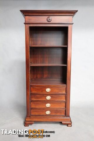 Mahogany Bookcase With Drawers & Shelves