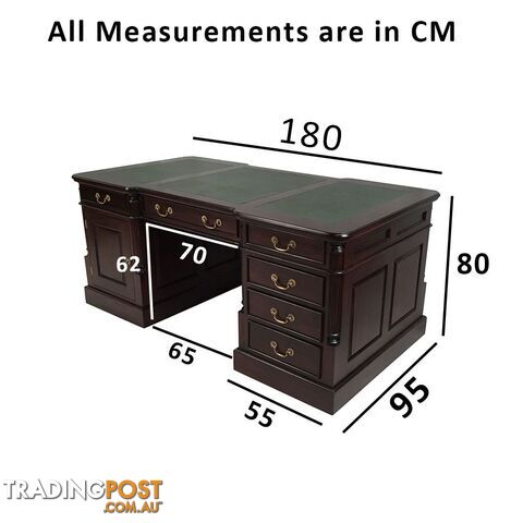 Solid Mahogany Wood Office Executive Partners Desk - photo 3 of 12