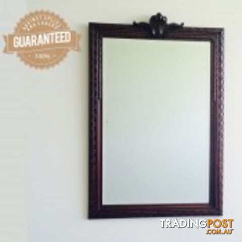 Solid Mahogany Wood Hand Carved Bevelled Wall Mirror