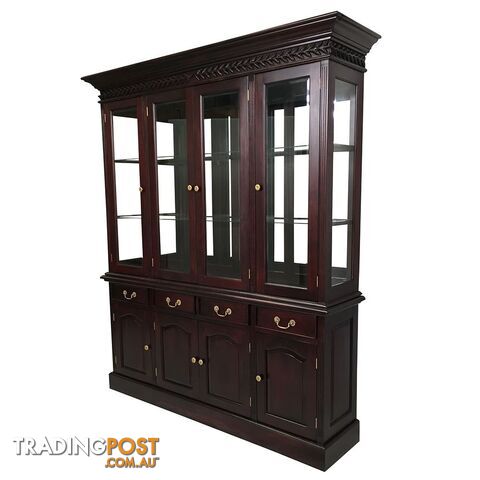 Solid Mahogany Wood 4 Door Display Cabinet