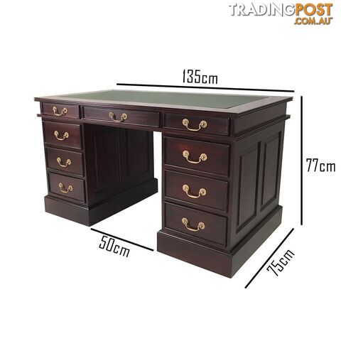 Solid Mahogany Wood Office Desk with Vinyl Top - photo 3 of 10