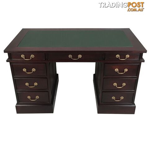Solid Mahogany Wood Office Desk with Vinyl Top - photo 4 of 10