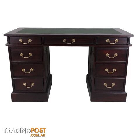 Solid Mahogany Wood Office Desk with Vinyl Top - photo 5 of 10