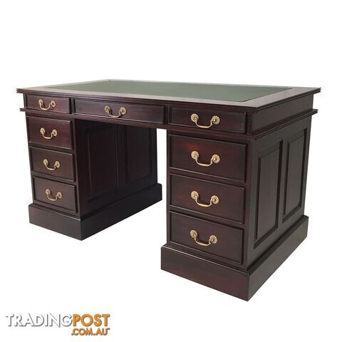 Solid Mahogany Wood Office Desk with Vinyl Top