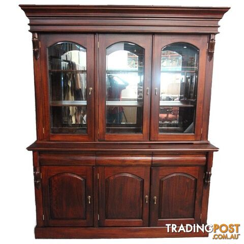 Solid Mahogany 3 Door Display Cabinet /Bookcase