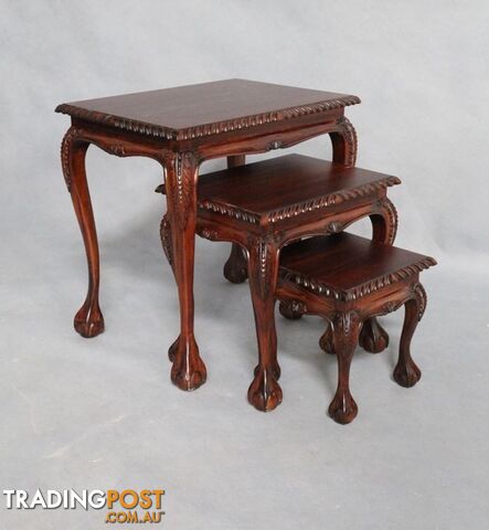 Solid Mahogany Wood Reproduction Nest Table