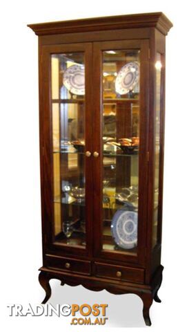 Solid Mahogany Wood 2 Door Display Cabinet