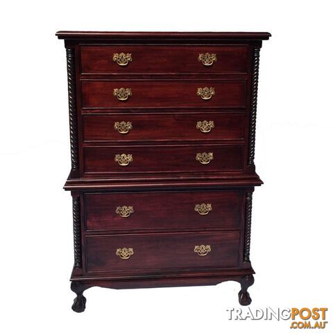 Solid Mahogany Wood High Chest / Tall Boy