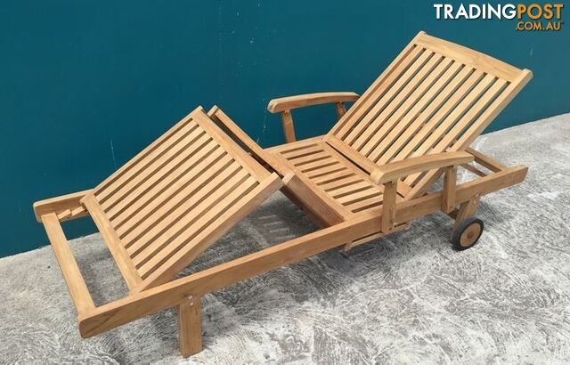 Outdoor Furniture Solid Teak Wood 3 Fold Sun Lounger - photo 3 of 4