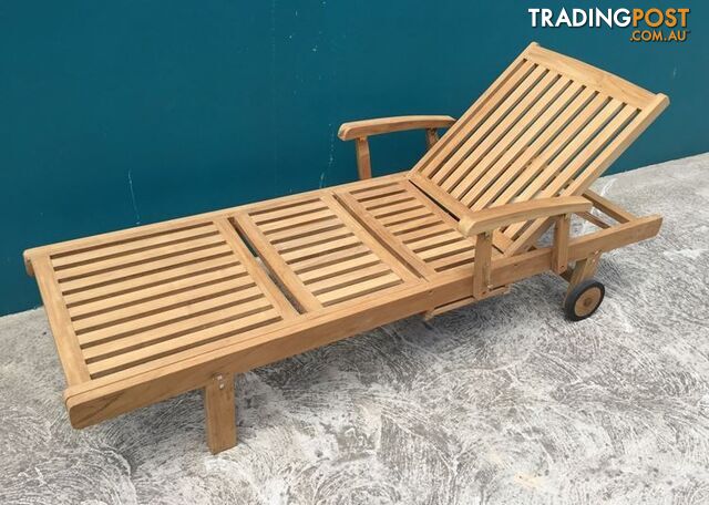 Outdoor Furniture Solid Teak Wood 3 Fold Sun Lounger - photo 2 of 4