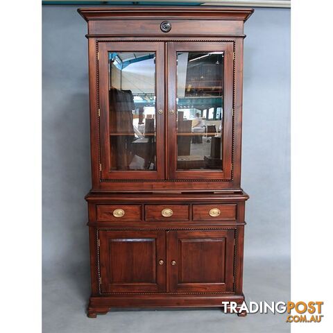 Mahogany Wood Display Cabinet With Cupboard & Drawers