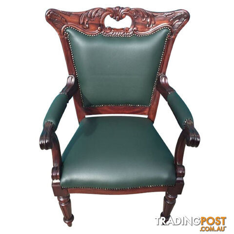Solid Mahogany Wood Flute Leg Office Desk Chair - photo 3 of 6