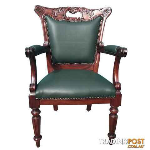Solid Mahogany Wood Flute Leg Office Desk Chair - photo 4 of 6