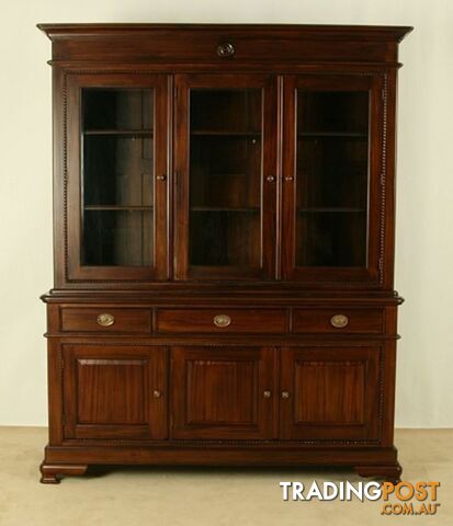 Mahohgany Bookcase Display Cabinet with 3 Cupboards & Drawer