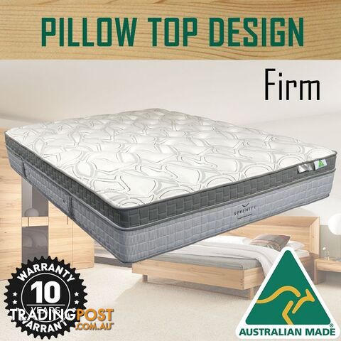 Australian Made Pillow Top Spring Mattress - 10 Years Warranty - Queen Size -...