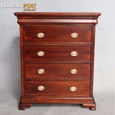 Mahogany Wood Chest of Drawers Long and Slim Design