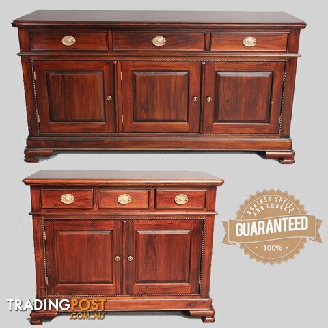 Solid Mahogany Wood Rope Carved Side Board 2 or 3 Drawers
