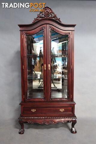 Solid Mahogany 2 Door Display Cabinet with Drawer - photo 3 of 6