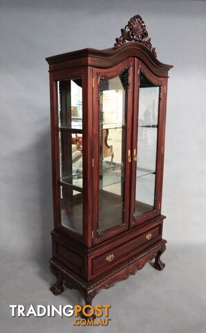 Solid Mahogany 2 Door Display Cabinet with Drawer - photo 5 of 6