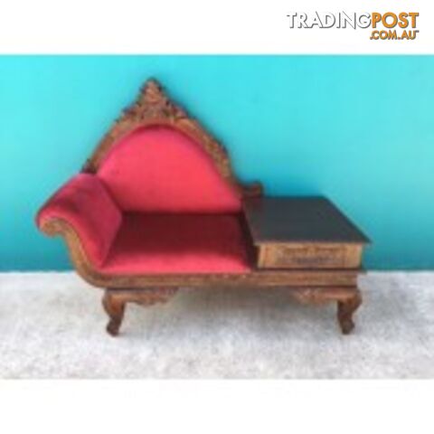 Solid Mahogany Wood Chaise Lounge / Phone Table REDUCED