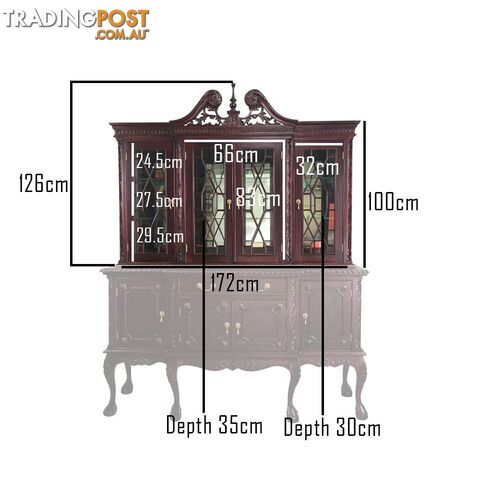 Solid Mahogany Wood 4 Door Display Cabinet / Bookcase - photo 5 of 13