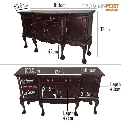 Solid Mahogany Wood 4 Door Display Cabinet / Bookcase - photo 4 of 13