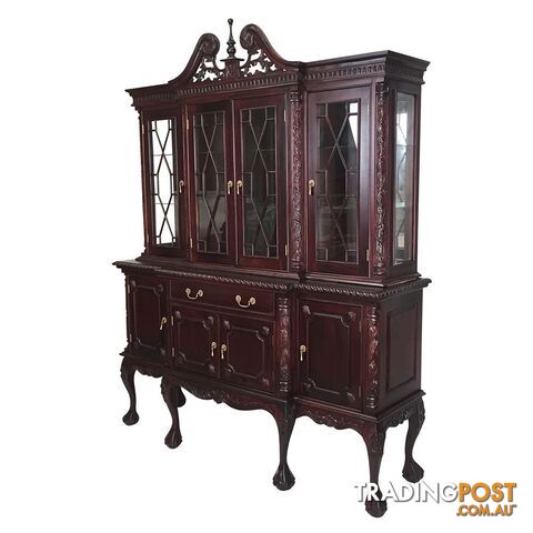 Solid Mahogany Wood 4 Door Display Cabinet / Bookcase