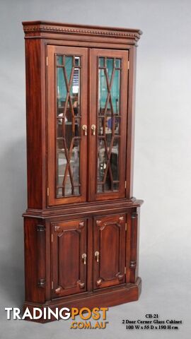 Solid Mahogany Timber 2 Door Corner Cabinet