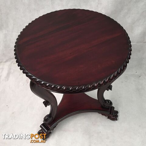 Solid Mahogany Wood Chippendale Round Side Table