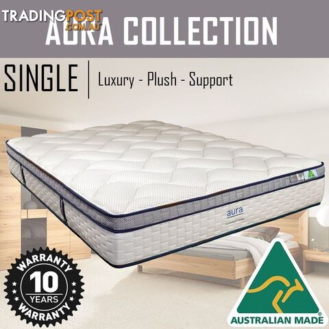 Australian Made Pillow Top Spring Mattress - 10 Years Warranty - AURA Collection - Single Size - photo 2 of 4