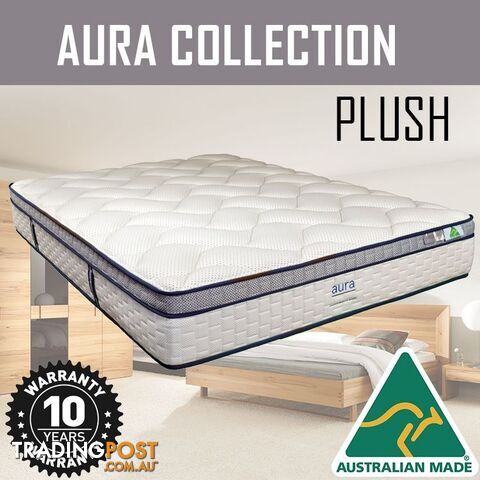 Australian Made Pillow Top Spring Mattress - 10 Years Warranty - AURA Collection...
