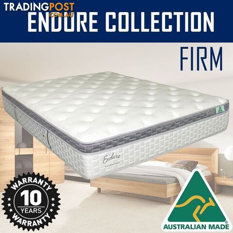 Australian Made Pillow Top Spring Mattress - 10 Years Warranty - King Single Size - ENDURE - photo 3 of 4