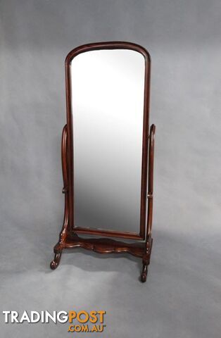 Solid Mahogany Timber Victorian Cheval Mirror