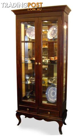 Solid Mahogany Wood 2 Door Display Cabinet