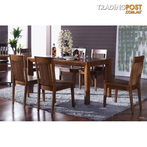 Solid Walnut Wood Dining Set Comes with Table & 6 Chairs
