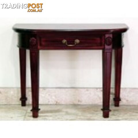Solid Mahogany Wood Semi Round Hall Table With Drawer