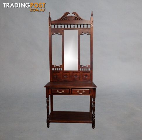 Solid Mahogany Wood Hall Stand With 2 Drawers