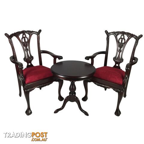 Solid Mahogany Wood Table Set with Arm chairs