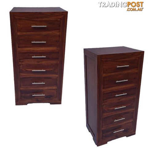 Solid Wood Bedroom Tallboy / Chest with 6 Large Drawers