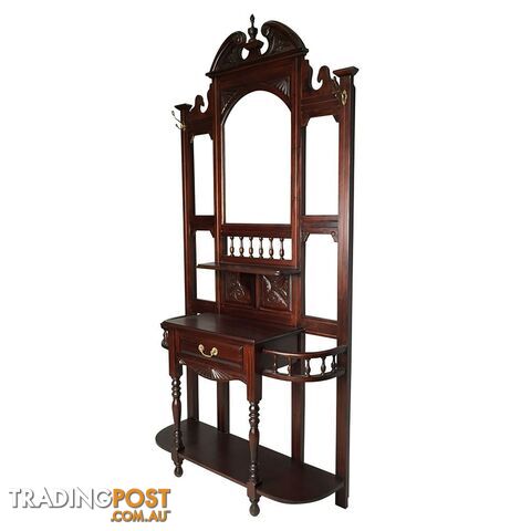 Solid Mahogany Wood Large Hall Stand with Drawer