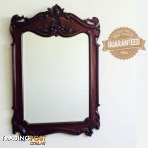 Solid Mahogany Wood Hand Carved Bevelled Large Wall Mirror