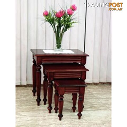 Solid Mahogany Flute Leg Nest / Side Table