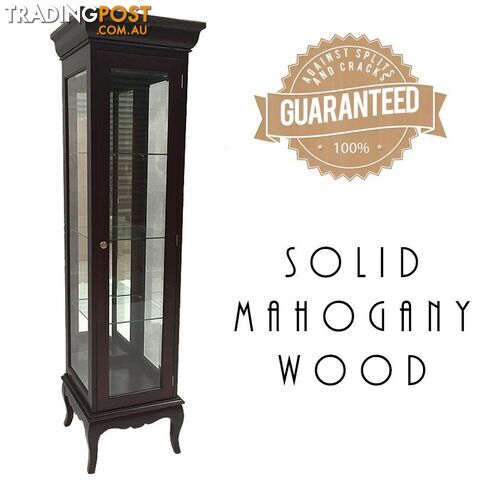 Mahogany Single Door Glass Display Cabinet