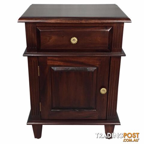 Mahogany Bedside Table with Drawer and Cubboard