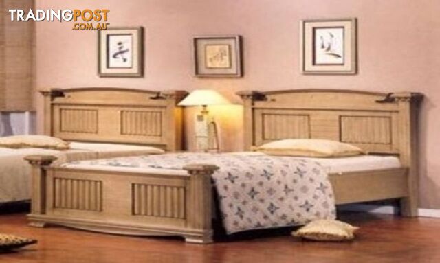 Solid Wood Queen Bed, Bedside, Dressing Table & Mirror SET
