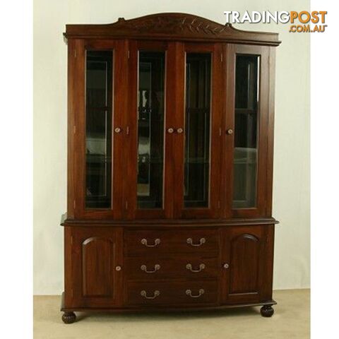 Solid Mahogany Wood Display Cabinet with Glass Doors