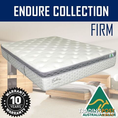 Australian Made Pillow Top Spring Mattress - 10 Years Warranty - Single Size - ENDURE