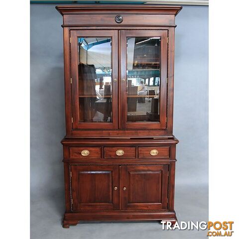 Mahogany Wood Display Cabinet With Cupboard & Drawers